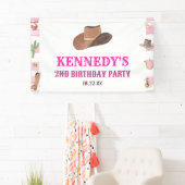 Rodeo Cowgirl Western Wild West Verjaardagsfeest Spandoek (Insitu)