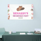 Rodeo Cowgirl Western Wild West Verjaardagsfeest Spandoek (Beurs)