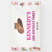 Rodeo Cowgirl Western Wild West Verjaardagsfeest Spandoek (Verticaal)