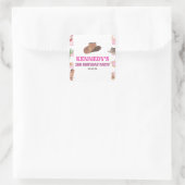 Rodeo Cowgirl Western Wild West Verjaardagsfeest Vierkante Sticker (Tas)