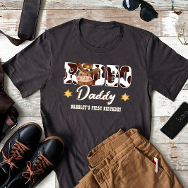 Rodeo Daddy Cowboy koe patroon verjaardagsmatching T-shirt