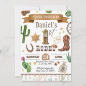 Rodeo eerste verjaardagsfeestuitnodiging kaart (Voorkant)