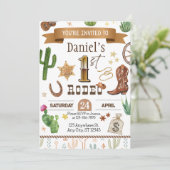 Rodeo eerste verjaardagsfeestuitnodiging kaart (Staand voorkant)