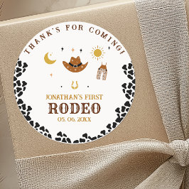 Rodeo First Birthday, Cowboy Birthday Boy Ronde Sticker