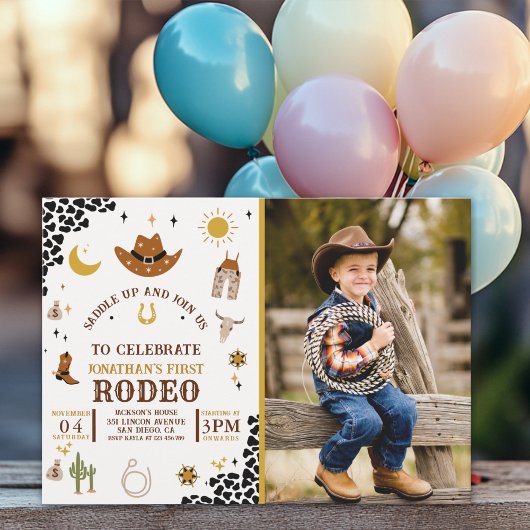 Rodeo First Birthday, Photo Cowboy Birthday Boy Kaart