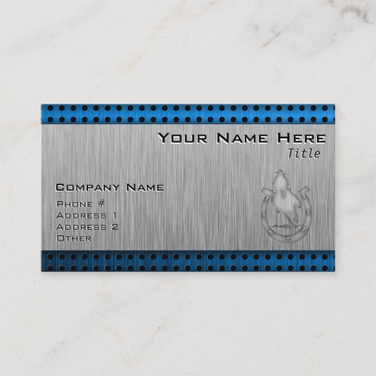 Rodeo, geborsteld metaal visitekaartje (Voorkant)