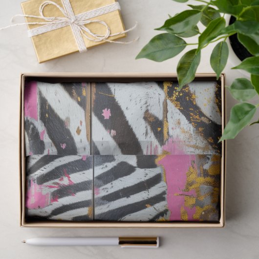 Rodeo Glam Roze Zebra Print Decoupage Tissuepapier (Geschenk)