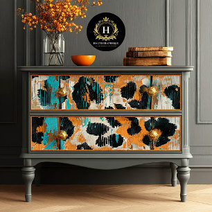 Rodeo Glam Turquoise Leopard Print Decoupage Tissuepapier