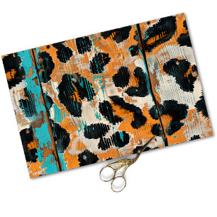 Rodeo Glam Turquoise Leopard Print Decoupage Tissuepapier
