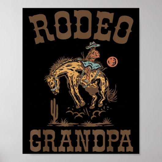 Rodeo Grandpa Cowboy Cowgirl Birthday Family Match Poster (Voorkant)