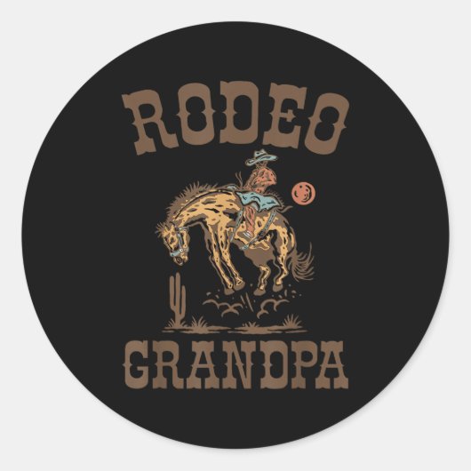 Rodeo Grandpa Cowboy Cowgirl Birthday Family Match Ronde Sticker (Voorkant)