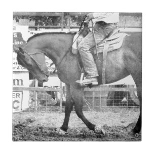 Rodeo Horse Warm-up Black and White Tegeltje