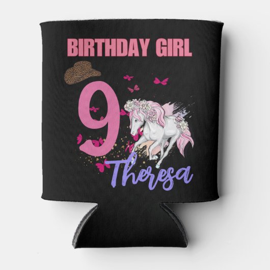 Rodeo Horses Pony Bloemen Verjaardagsfeestje Meisj Blikjeskoeler (Voorkant)