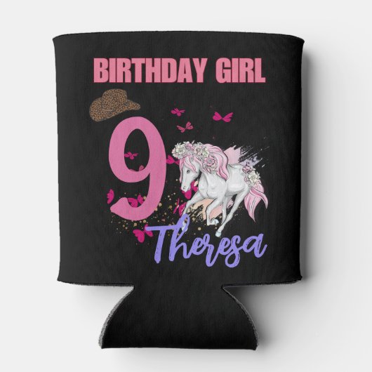 Rodeo Horses Pony Bloemen Verjaardagsfeestje Meisj Blikjeskoeler (Achterkant)