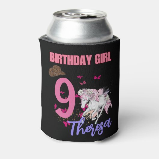 Rodeo Horses Pony Bloemen Verjaardagsfeestje Meisj Blikjeskoeler (Blikje Achterkant)