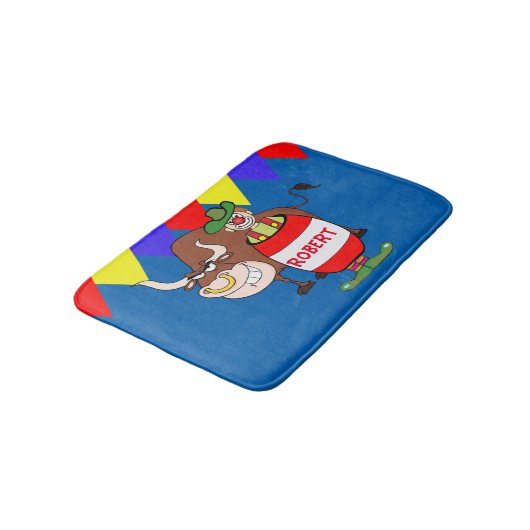 Rodeo in de loop van de storm en Bull personaliser Badmat (Gekanteld)