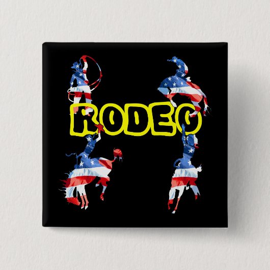 Rodeo is Amerika Vierkante Button 5,1 Cm (Voorkant)