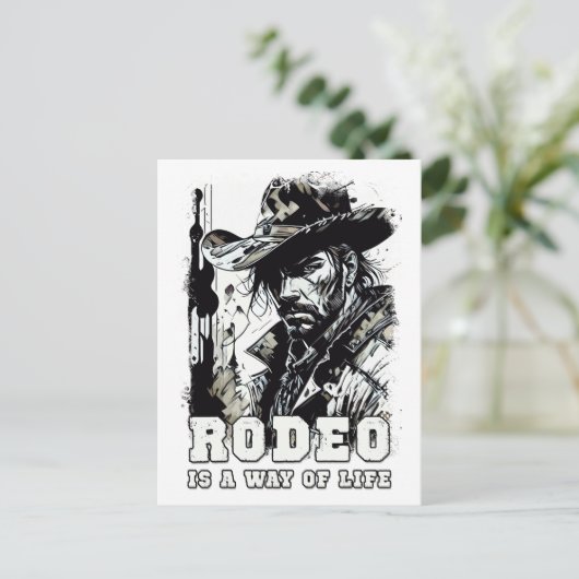 RODEO is een manier van leven  Cowboy Gezegden Art Briefkaart (Staand voorkant)