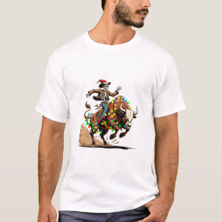 Rodeo Kerstman Grappige Kerst Cowboy Vakantie Humo T-shirt