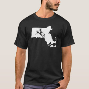 Rodeo Koe Rider Bull Riding Cowboy Map Massachuset T-shirt
