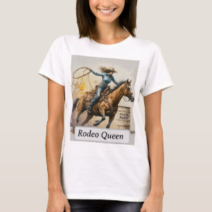 Rodeo Koningin Barrel Racing Cowgirl Waterverfschi T-shirt