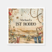 Rodeo laarzen & Cactus 1e verjaardag Servet (Voorkant)