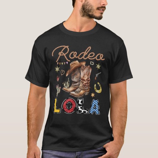 Rodeo Lola Western Cowboy Verjaardag Matching Fami T-shirt (Voorkant)
