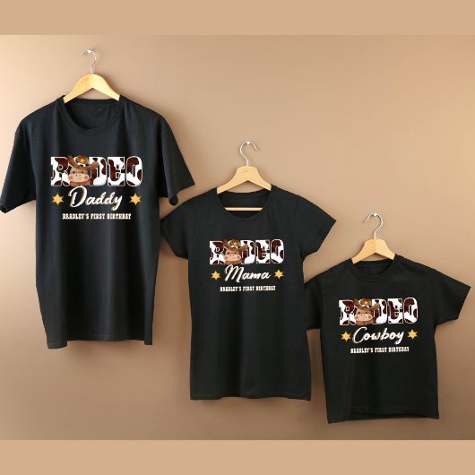 Rodeo Mama Cowboy koe verjaardagsmatch T-shirt