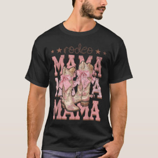 Rodeo Mama Roze Laarzen Coquette Cow-Girl Verjaard T-shirt