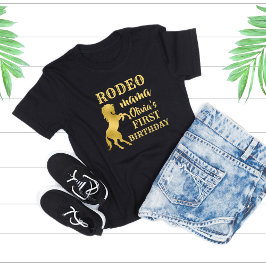 Rodeo mamma First rodeo party Gold horse jarig T-shirt