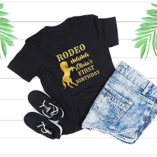 Rodeo mamma First rodeo party Gold horse jarig T-shirt
