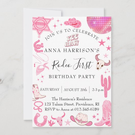 Rodeo meisje verjaardagsfeestje kaart (Voorkant)