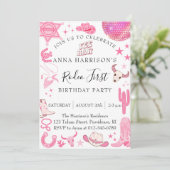 Rodeo meisje verjaardagsfeestje kaart (Staand voorkant)