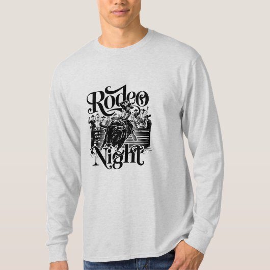 Rodeo Night" Dynamisch Western Bull Rider T-shirt (Voorkant)