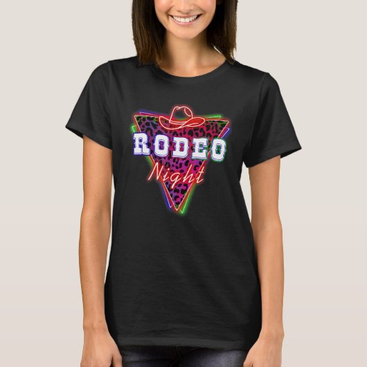Rodeo Night Leopard Neon Cowboy Pet T-shirt (Voorkant)