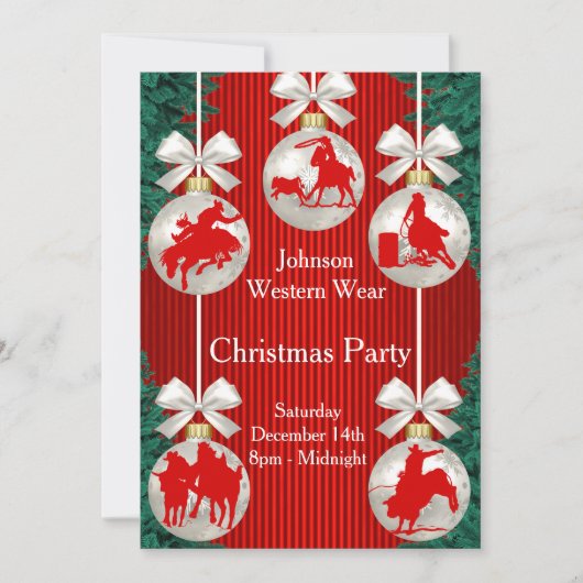 Rodeo Ornamenten krans rand rode uitnodiging (Voorkant)