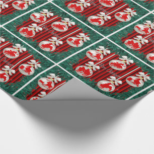 Rodeo Ornaments WreatBorder Red Background Cadeaupapier