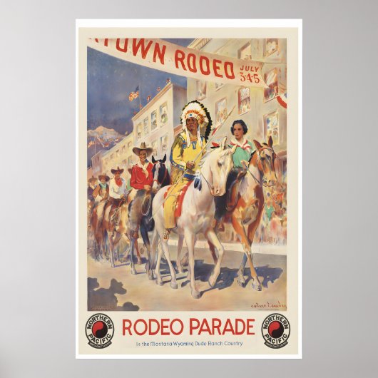 Rodeo Parade in Montana Vintage Reisposter Poster (Voorkant)