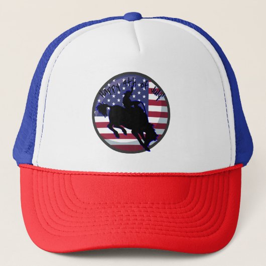 Rodeo Patriotic Bronc rider Trucker Pet (Voorkant)