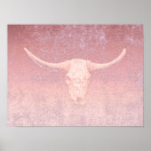 Rodeo Pink Art Texture Roustic Bull Skull Poster (Voorkant)