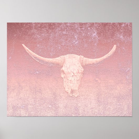 Rodeo Pink Art Texture Roustic Bull Skull Poster (Voorkant)