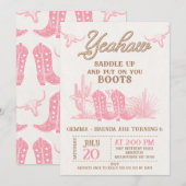 Rodeo Pink Brown Cowgirl Twin Girls Birthday  Kaart (Voorkant / Achterkant)