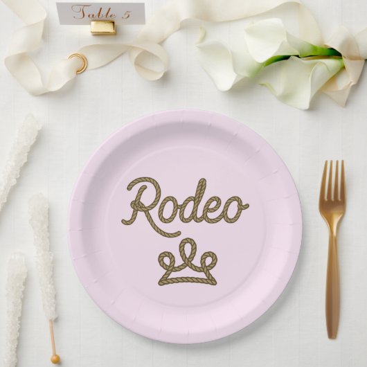 Rodeo Prinses Country Western Tiara Kroon Roze Papieren Bordje (Huwelijk)