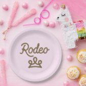 Rodeo Prinses Country Western Tiara Kroon Roze Papieren Bordje (Feest)