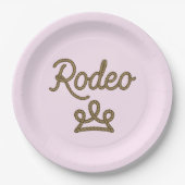 Rodeo Prinses Country Western Tiara Kroon Roze Papieren Bordje (Voorkant)