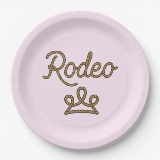 Rodeo Prinses Country Western Tiara Kroon Roze Papieren Bordje (Voorkant)