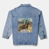 Rodeo Queen Barrel Racing Cowgirl Waterverf Denim Jacket (Achterkant)