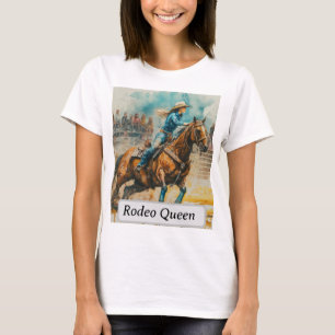 Rodeo Queen Barrel Racing Cowgirl Waterverf T-shirt