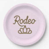 Rodeo Queen Country Western Tiara Kroon Roze  Papieren Bordje (Voorkant)