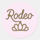 Rodeo Queen Country Western Tiara Kroon Roze  Ronde Sticker (Voorkant)